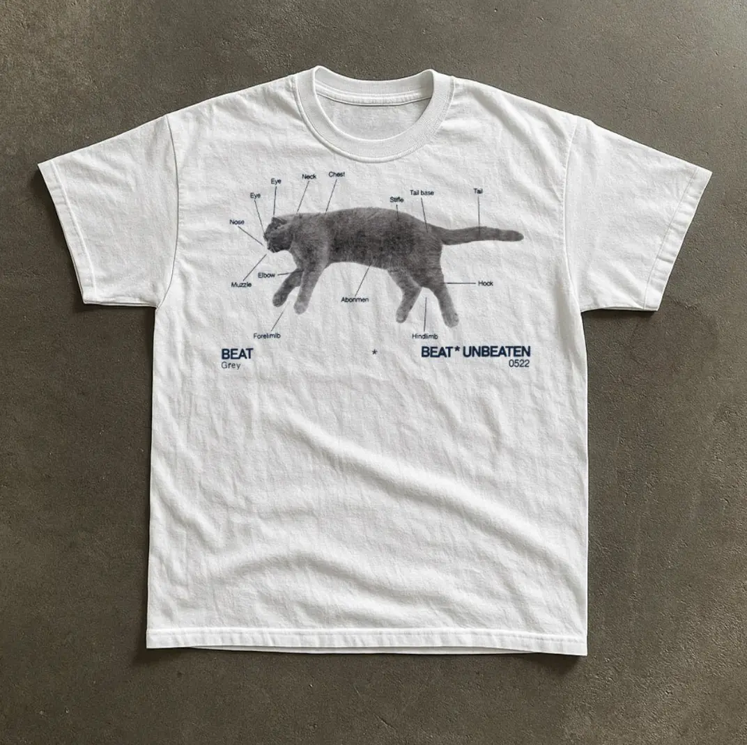 Cat Anatomy Diagram T-Shirt, Animal Tee, Gifts Shirt, Unisex Vintage Graphic Tees Gothic Grunge Y2k Emo Scene Amity Affliction Style Clothes Men Women Streetwear