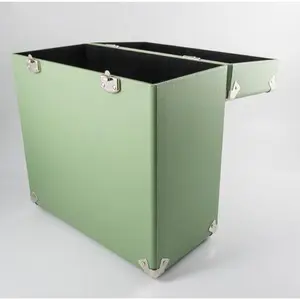 GPO Retro SWB18GRE 12" Vinyl Record Case 35 Count Capacity with Removable Lid - Green  [VINYL ACCESSORIES] Green