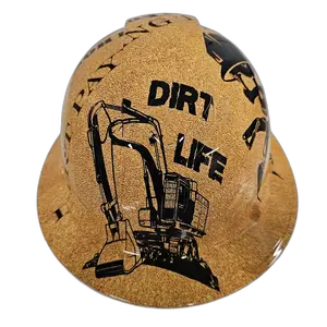 Dirt Life Excavator Brown - Custom Hydro Dipped Full Brim Hard Hat