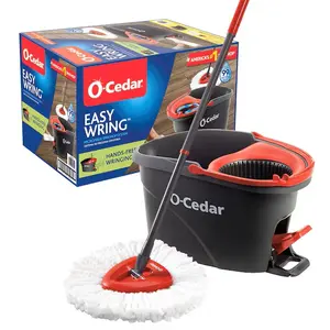 O-Cedar EasyWring Spin Mop With Bucket - Hands-Free Wringing, Telescopic Handle, Microfiber Mop Head, Efficient Cleaning for Hard Floors - Cleaner