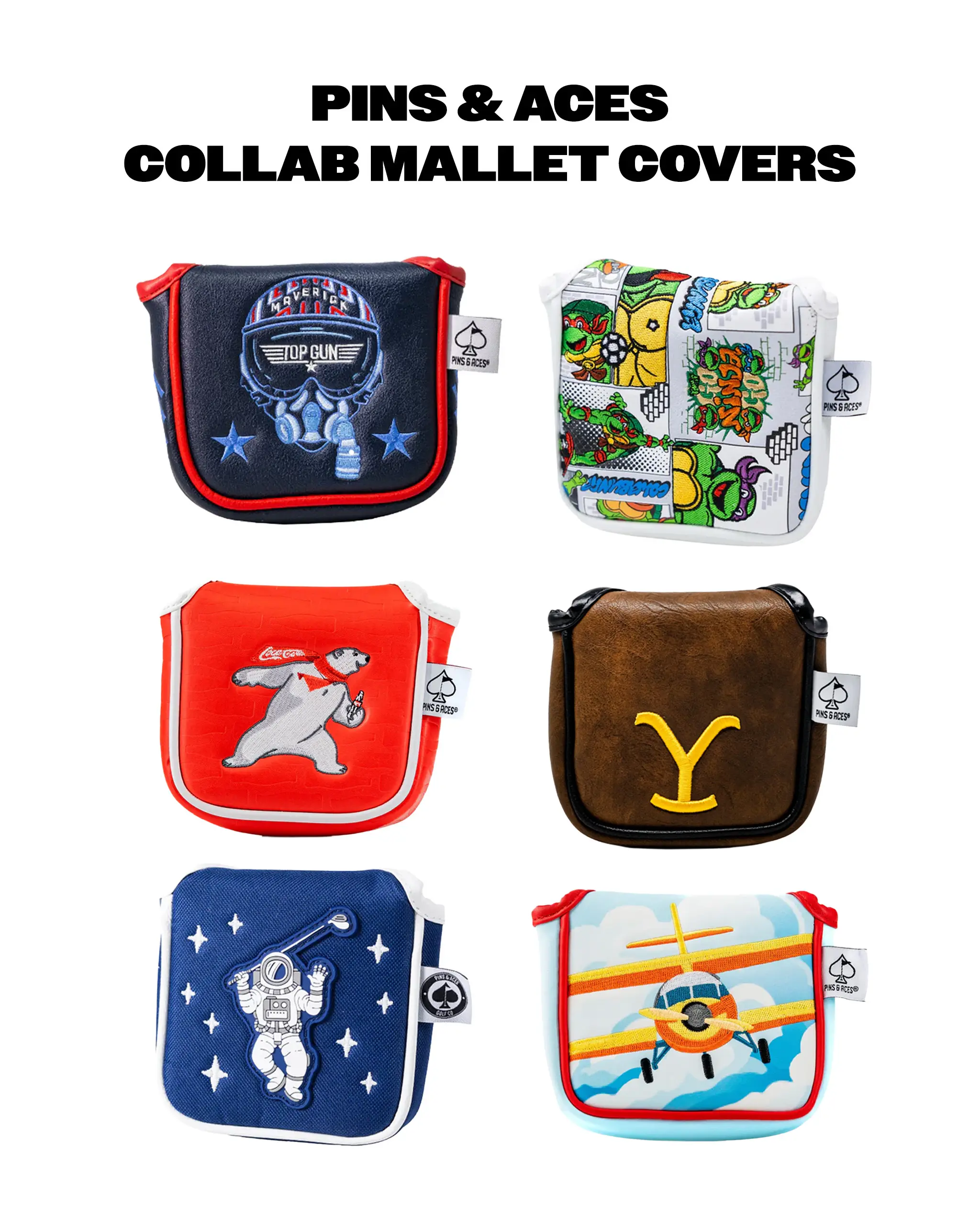 Collaboration Magnetic Mallet Putter Covers TMNT, Top Gun, South Park, NASA - Fits Odyssey, Scotty Cameron, TaylorMade, Ping, Callaway, PXG, Cobra, Cleveland, Bettinardi Fun, Cute, Trendy Design
