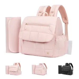 Telena TikTok Shop Spring Glow Up Soft Puffer Women’s Mini Diaper Backpack Large Open Top for Easy Grab, Baby Travel Bag with Changing Pad, hospital bag for mom,Comfortable shoulder straps,Insulated Pockets & Stroller Straps