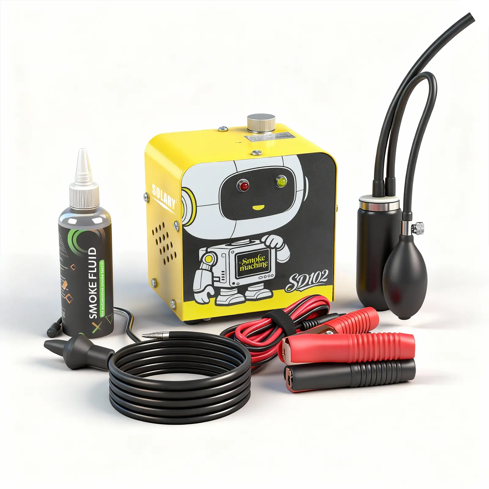 SOLARY SD102 12V Automotive Smoke Leak Detector with Built-in Air Pump for EVAP and Vacuum Testing, Smoke Fluid Included