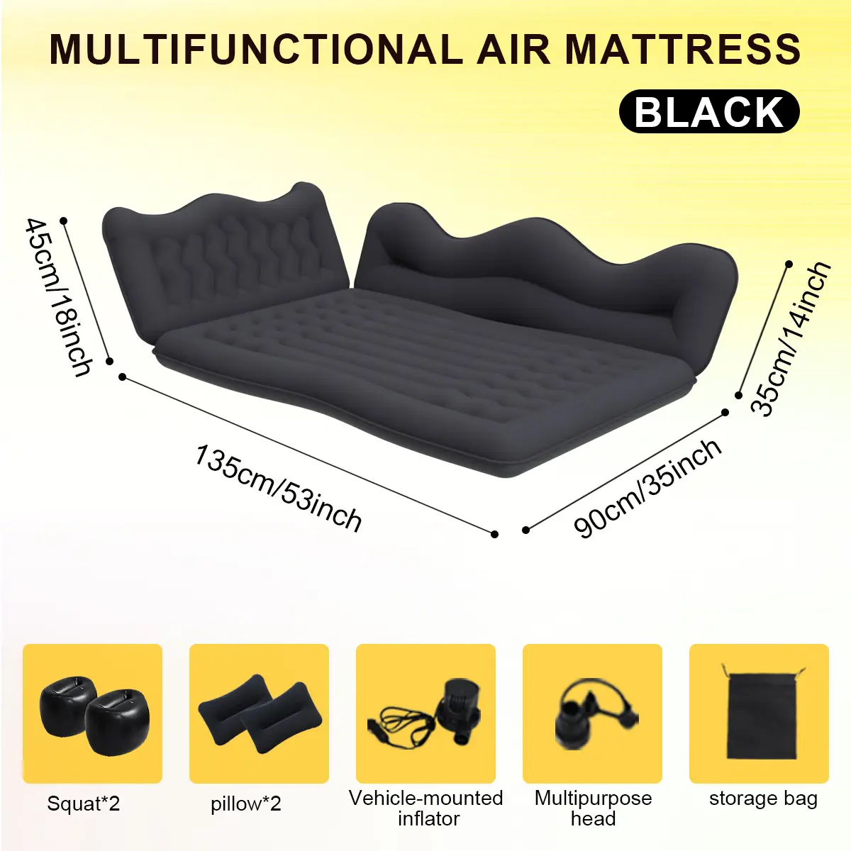 SUV-Specific Inflatable Camping Mattress - Durable PVC Velvet Camping Equipment, Fast-Inflation Portable Air Bed for Travel, Fits Most Cars Outdoor Adventures, Inflation Fast, Unisex