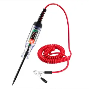 5-90V Digital Automotive Circuit Tester DC Voltage Test Light with LCD Display, Retractable Coiled Cord & Heavy Duty Alligator Clip for Car Truck RV ATV Lawn Mower