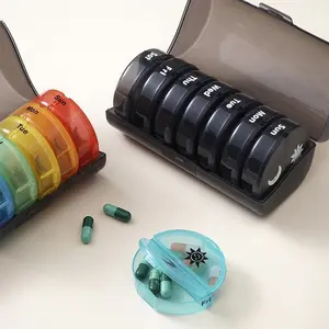 [New Store Special Offer]] Weekly Pill Organizer Medicine Vitamin Supplement Storage Box 7-day Large Capacity with Lightproof Black Outer Box