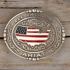 Ariat All American Oval Belt Buckle – USA Flag Western Buckle