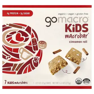 GoMacro Kids MacroBar®, Cinnamon Roll, 7 Bars, 0.9 oz (25 g) Each