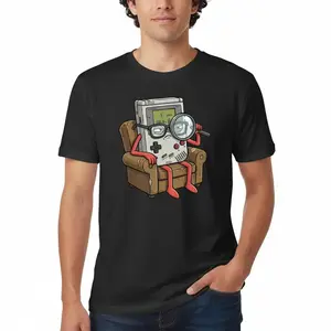 Graphic Tee for Men Women Retro Game Boy Detective Cotton T-Shirt, Short-Sleeves Round Neck Loose-Fitting Oversized Top, Funny Handheld Console Graphic Print, Comfy Streetwear for Gamers and Casual Daily Wear  gift springglowup,summervibes