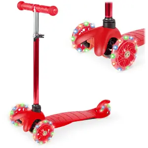 Best Choice Products Kids Mini Kick Scooter Toy w/ Light-Up Wheels and Height Adjustable T-Bar