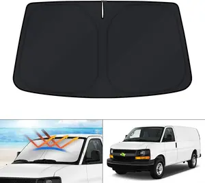 Canvcle Custom Fit Windshield Sun Shade for 1996-2025 Chevrolet Express Accessories Cargo Van Sunshade for Chevy Express Sun Visor Protector Foldable Blocks UV Rays Keep Your Car Cooler