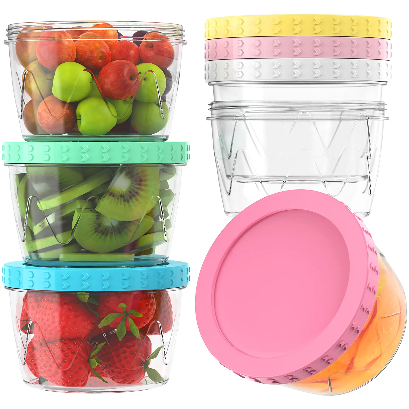 LUOFNI 12-Pack Reusable Kitchen Food Storage Containers with Lids, 17oz & 34oz Airtight Leakproof Utensils for Lunch, On-The-Go Use, Dishwasher Safe (Gift)