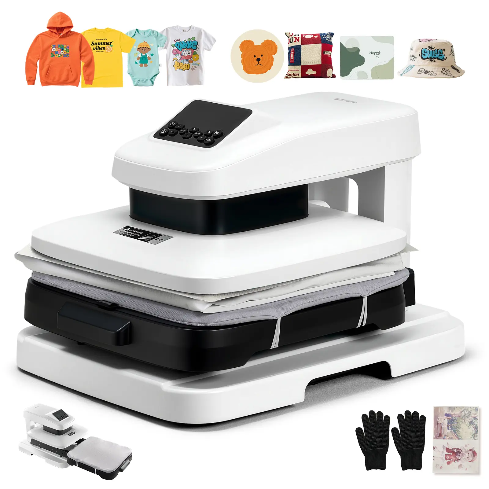 VEVOR Auto Heat Press Machine 15 x 15 inch T-Shirt Press Machine White, Auto Release and Adjustable Pressure, Digital Display, Rapid and Even Heating, for Sublimation, Vinyl, Heat Transfer Projects