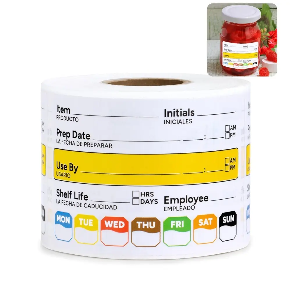 SJPACK 495 Pcs 2x3 in Rectangular Food Labels, Restaurant-Quality Self-Adhesive Labels for Office Food Rotation & Shelf Life Tracking, Rectangular Shape