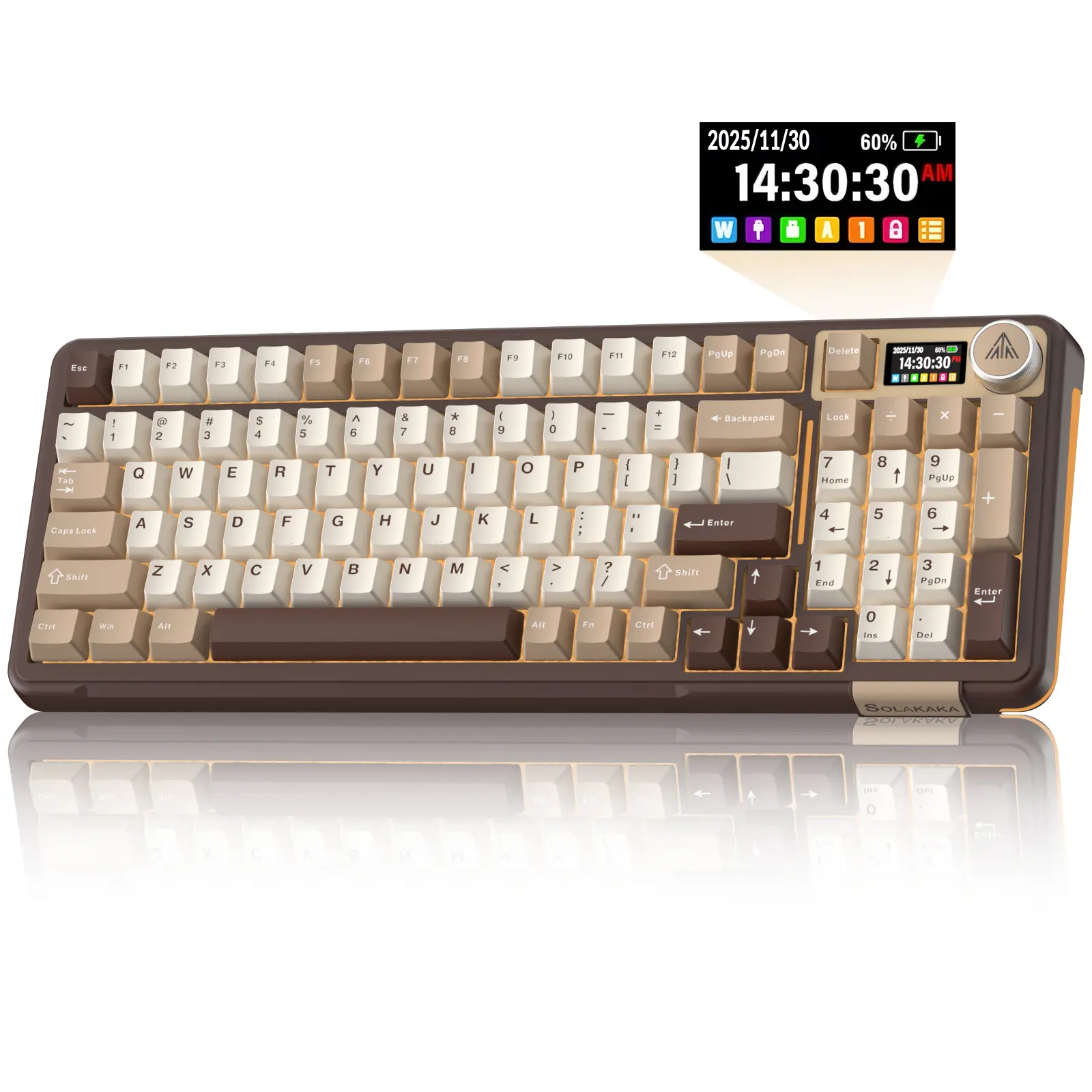 Solakaka A99 Pro Wireless Mechanical Keyboard, Tri-Mode Bluetooth 2.4G USB-C, Hot Swappable RGB Backlit Gaming Keyboard with Numpad, LCD Screen & Knob Custom Keyboard summerwins