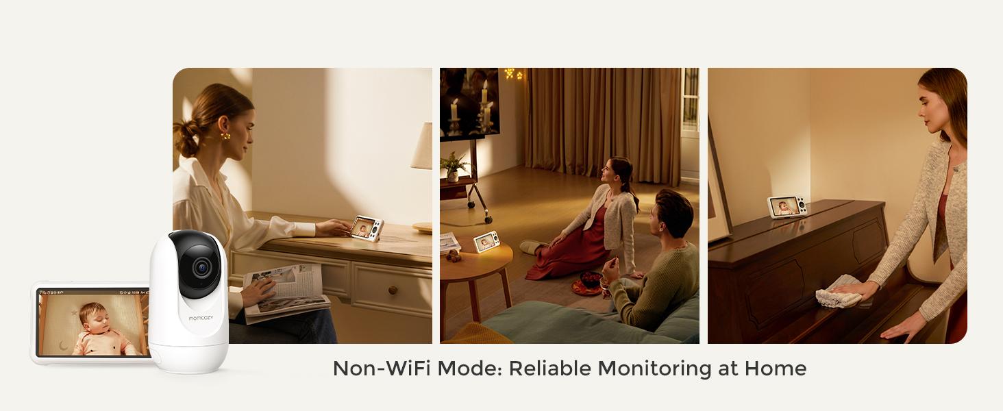 Momcozy Smart WiFi Baby Monitor with Camera and Audio, 5" 1080P Screen with Wall Mount, Motion & Cry Detection, Safe Fence, Clear Night Vision, 5000mAh Battery, 2-Way Talk, Photo & Video Recording