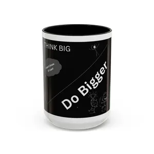 FN-Think Big 11oz Ceramic Mug with Heat-Sensitive Color-Morphing Design for Hot Beverages Modern Black Exterior White Interior Microwave Safe Lead- and BPA-Free