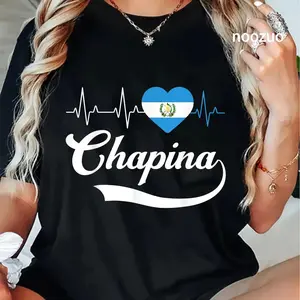 Cotton Unisex Guatemalan Flag Girl Women Guatemala Chapina Camiseta Slang T-Shirt