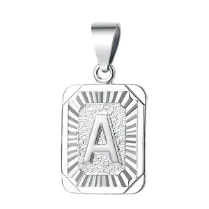 HERMAH Silver Color Initial Letter A to Z Pendant Charm Jewelry for Female Male Valentine Birthday Gift
