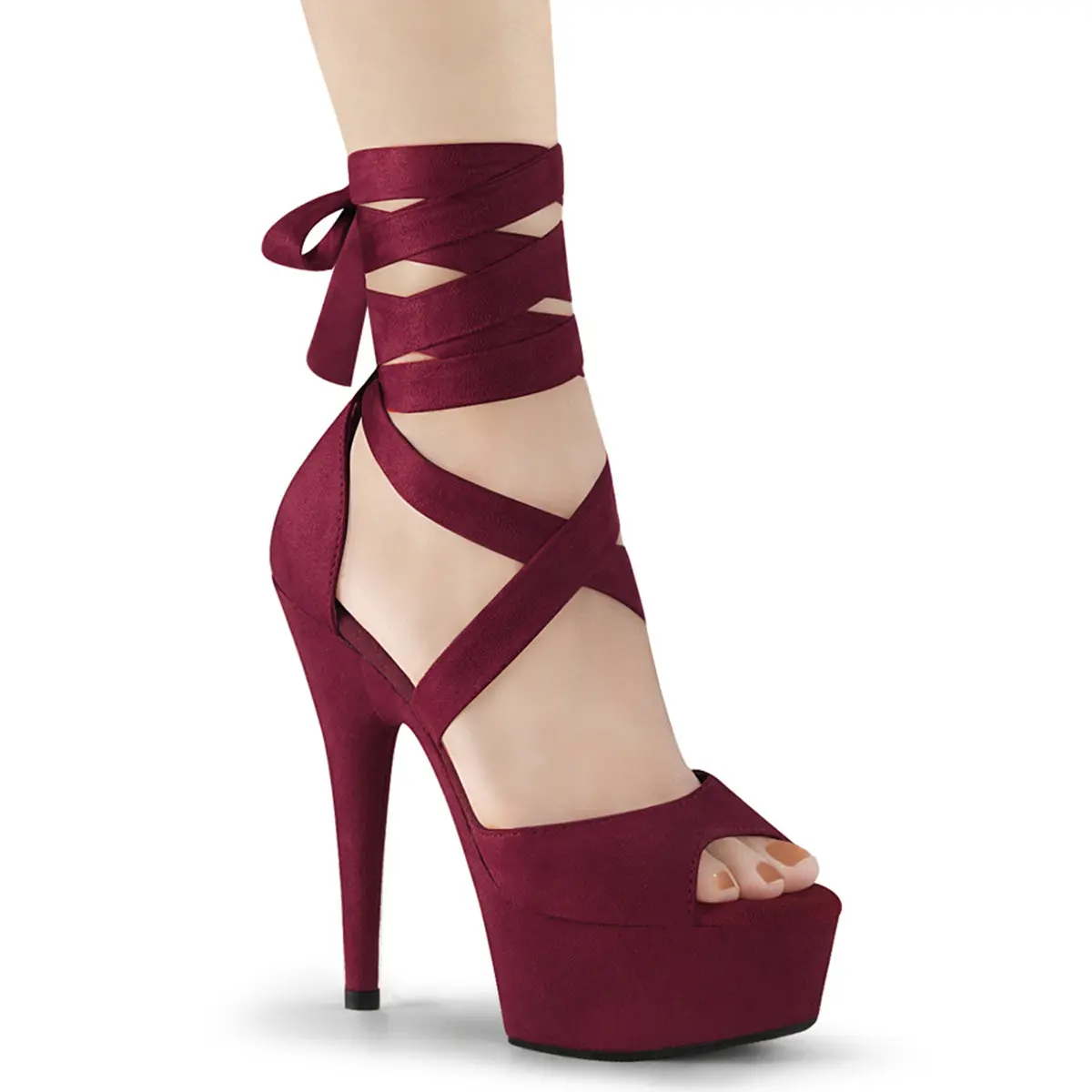 Pleaser Delight-679 Women's Burgundy Platform Heels, 6" Stiletto Statement Dress Sandals with Crisscross Ankle Straps, Cross, Pleaser Heels, Statement Shoes, Ankle Wrap Sandals, Elegant Stiletto, Footwear, Heels For Women