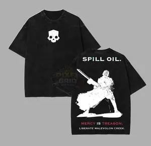 Helldivers 2 - Spill Oil Oversize Unisex Washed Hoodie & T-Shirt, Double Printed Streetwear Game Merch Gift For Fan Menswear Oversized Top Casual Trendy T-Shirts graphic tee