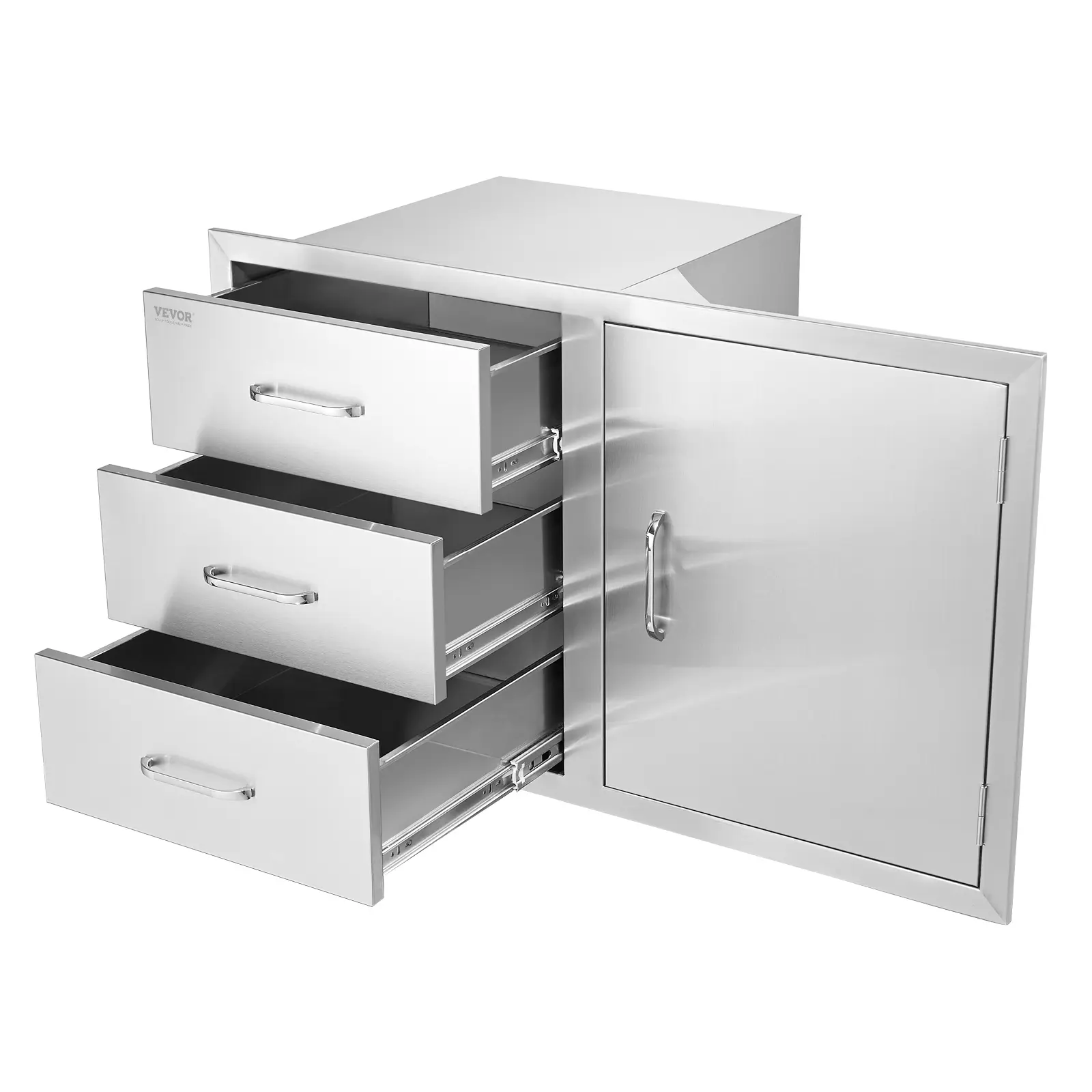 【Summerfinds】VEVOR Outdoor Kitchen Door Drawer Cabinet38.1inW x 22.6inH x 20.8inDBBQ Access Door with Triple Drawers & Stainless Steel HandlesIdeal for BBQ IslandPatio Grill Station, Drawer Cabinet