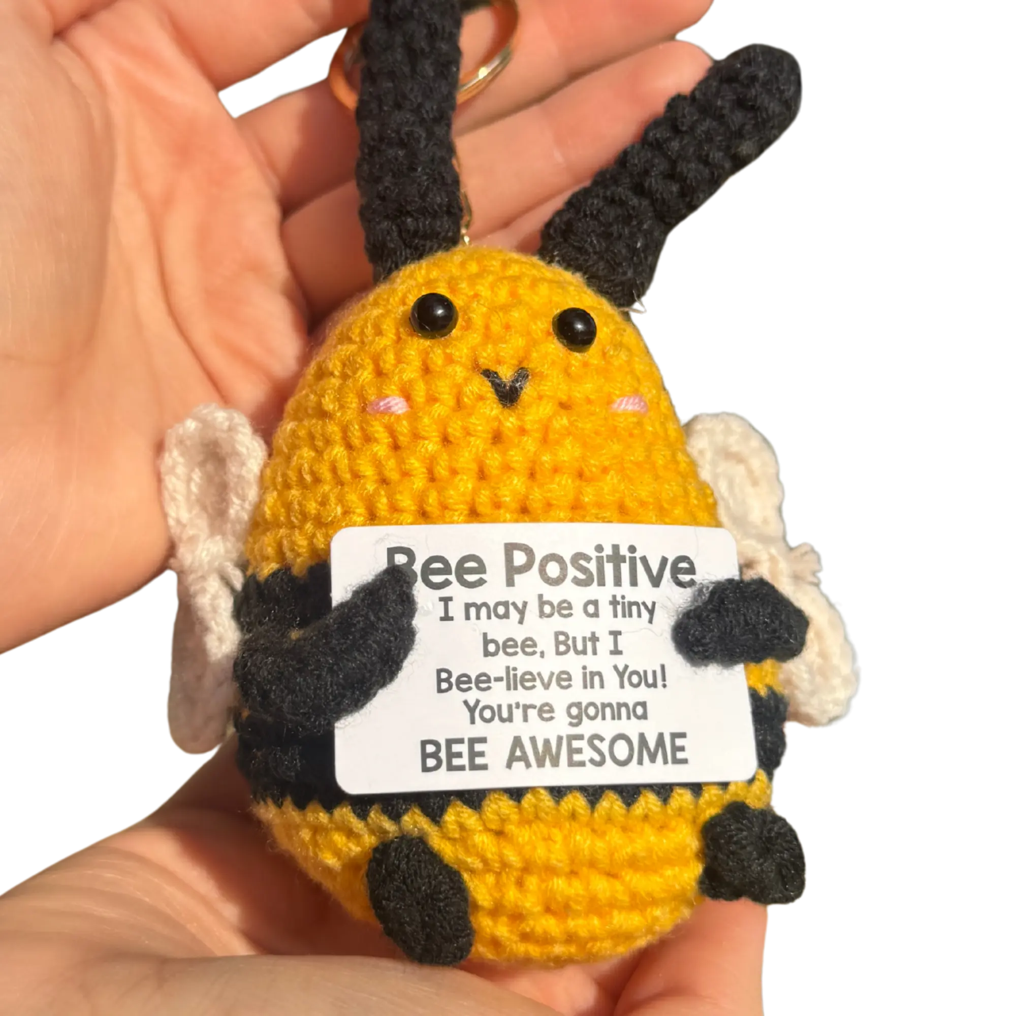 Positive Bee Keychain! Emotional Support Plushie Keychain!