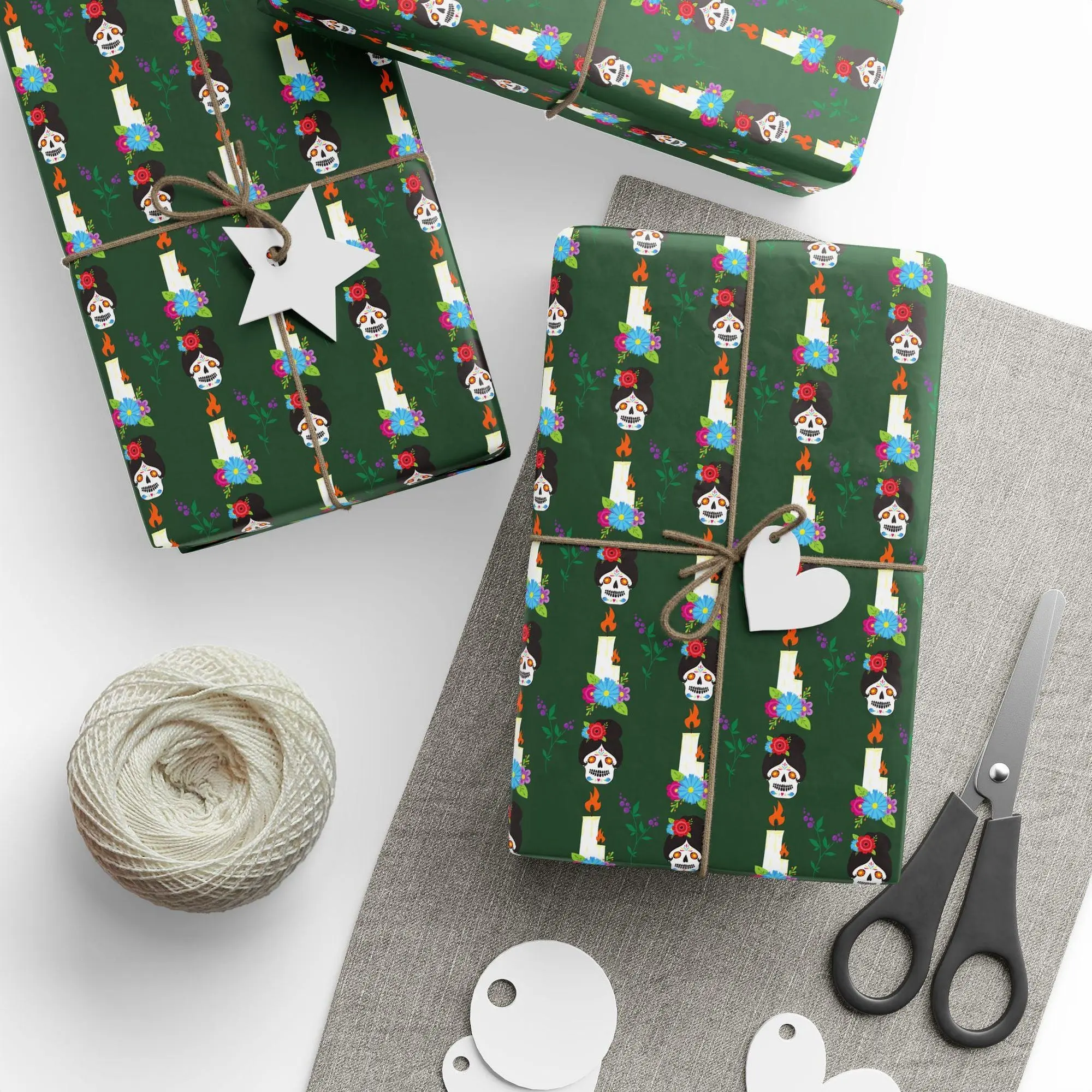Day of the Dead Catrina Candles Wrapping Paper Holiday Gift Wrapping Paper Roll