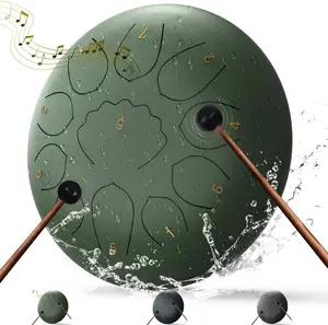 8 Inch Steel Tongue Drum 11 Notes A Major Handpan Drum Portable Rain Drum Outdoor Percussion Instrument with Mallets Finger Picks Carry Bag Music Book Beginner Yoga Meditation Gift