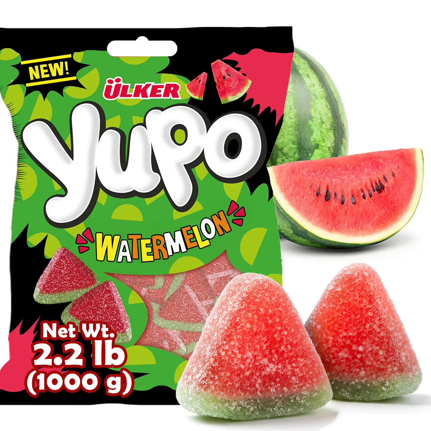 Watermelon Gummy Candy – 2.2 lb Bulk Bag | Soft Chewy Fruit Gummies