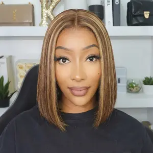 【Special Deal】OQ HAIR Bob Wigs Human Hair Highlight Ombre 4x4 Glueless Wig 4/27 Honey Blonde Wear Go Wigs Pre Plucked With Baby Hair