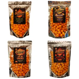 4 Pack Bundle Schorcheeze Flavor Bundle - Downt The Hatch, Wild Fire, Up In Smoke, Smoke Bomb - Scorcheeze Cheese Ball Bundle - Cheese Puffs - Cheese Puff Snack