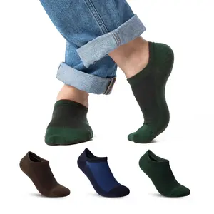 CoolMate Low Cut No Show Socks for Men – Thin Invisible Casual Ankle Socks with Non-Slip Heel, Moisture-Wicking Cotton, Gift for Men (Navy/Green/Brown)
