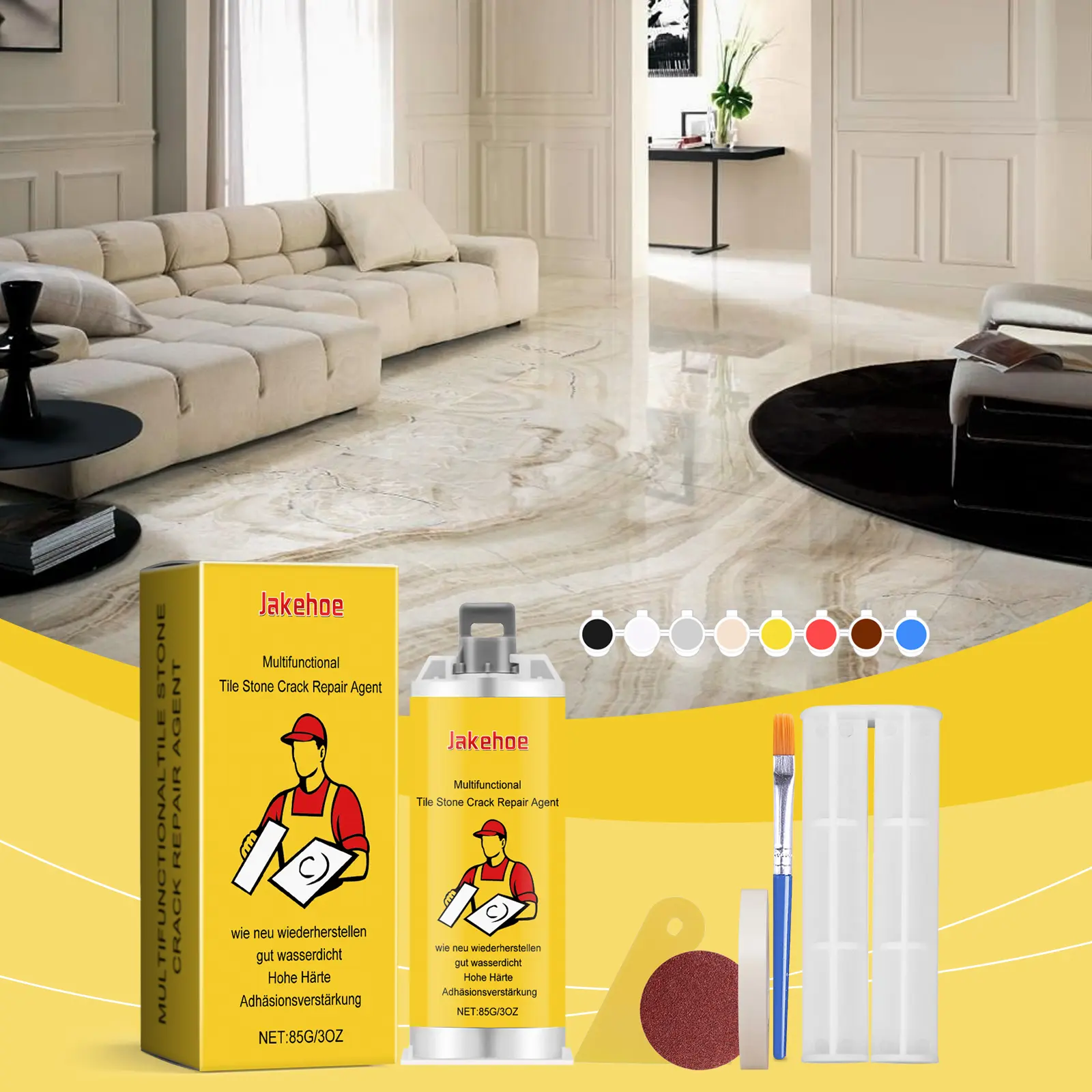 Ceramic Tile Repair Kit, Waterproof Long-Lasting Tub and Tile Repair Kit - Multifunctional Easy to Use for Cracks, Holes, Chips, Scratches, Dents