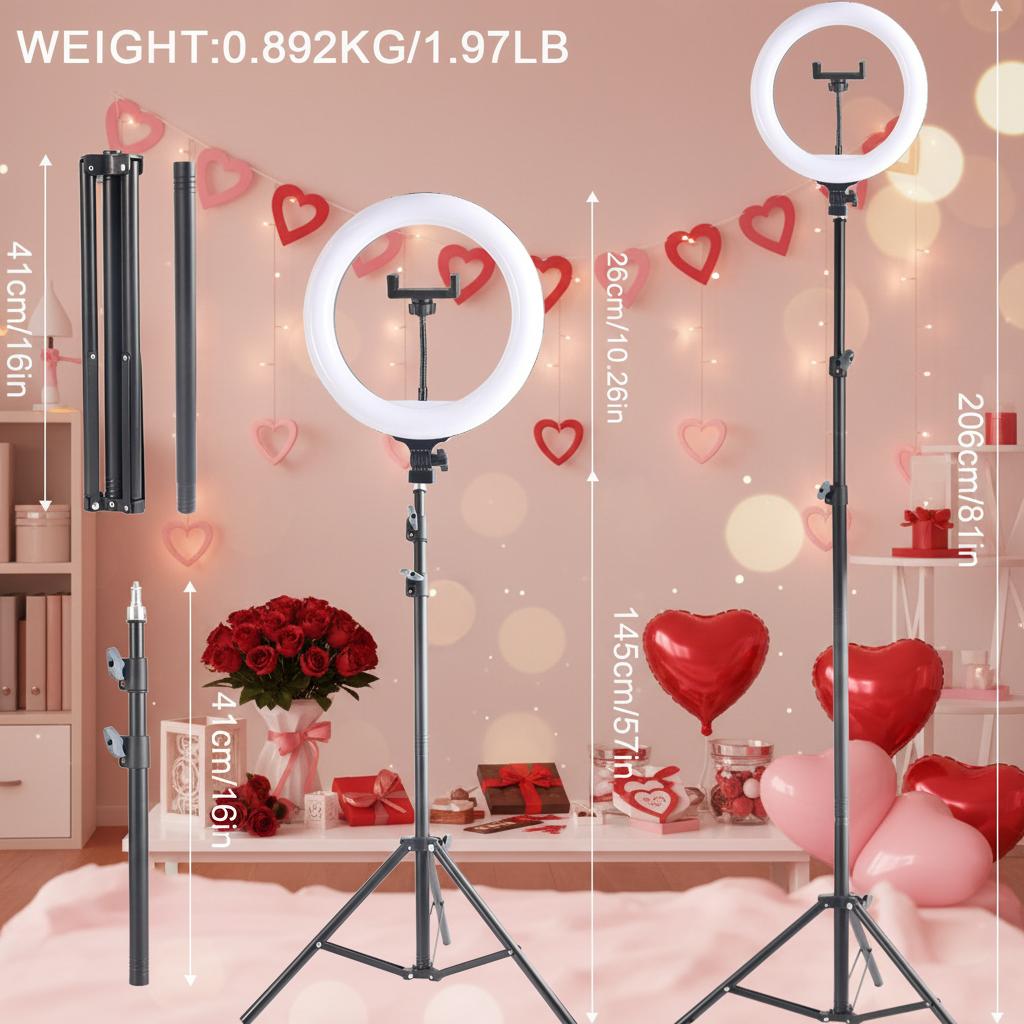 12" Selfie Ring Light With 63-81" Adjustable Tripod & Phone Holder - Dimmable For Live Streaming, Zoom Calls & Photography/March Madness/Spring Break - SuperBowl Creator Essential / International Women's Day