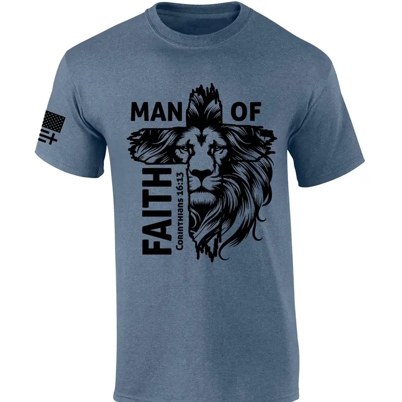 TRENZ SHIRT COMPANY Men's Christian Cotton Casual Round Neck Short-Sleeve T-Shirt, Menswear Man of Faith Corinthians 16:13 Top