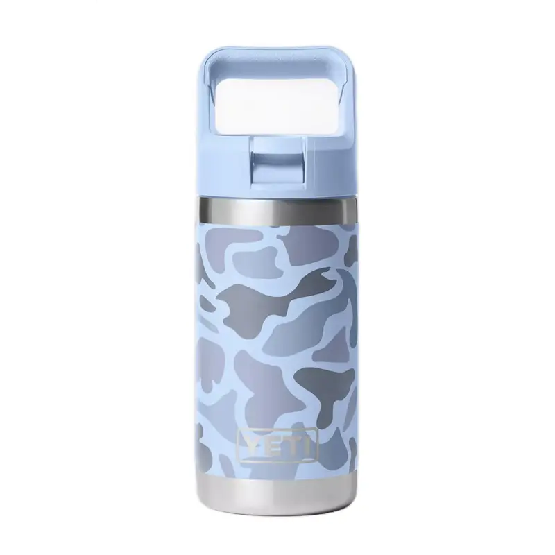 YETI Rambler Junior 12 oz. Stainless Steel Kids' Water Bottle - Blue Camo, Duracoat Color Coating, 3-Finger Grip, Double-Wall Vacuum Insulation, Leakproof Cap, Lid, No Sweat Design, Rambler Bottle Straw Cap, Durable Kids' Hydration Use