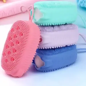 Silicone Soft Bristle Exfoliating Body Scrubber for Sensitive Skin, Gentle Cleansing Brush, Anti-Mold Travel Scrub Tool, Adult & Kids Bath Shower Massager