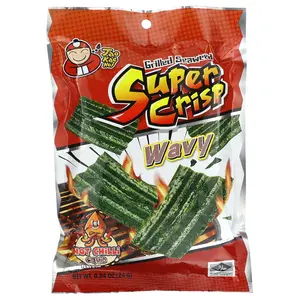 Tao Kae Noi Grilled Seaweed Super Crisp , Wavy, Hot Chilli Squid, 0.84 oz (24 g)