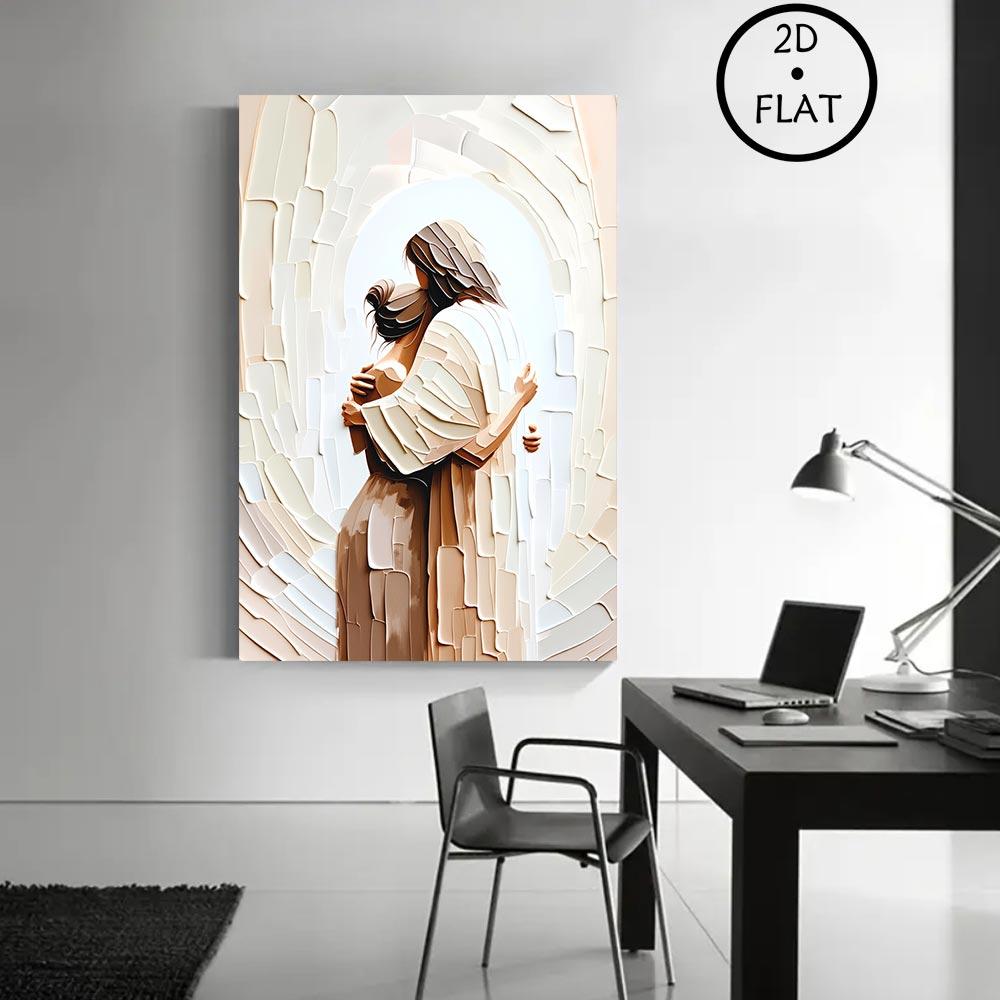 Jesus Embracing Woman Canvas Wall Art Eco-Friendly Fade-Resistant Waterproof UV-Protected Vibrant Colors Frame-Style for Church Home Living Bedroom Dining Office Prayer Room Decor Artwork