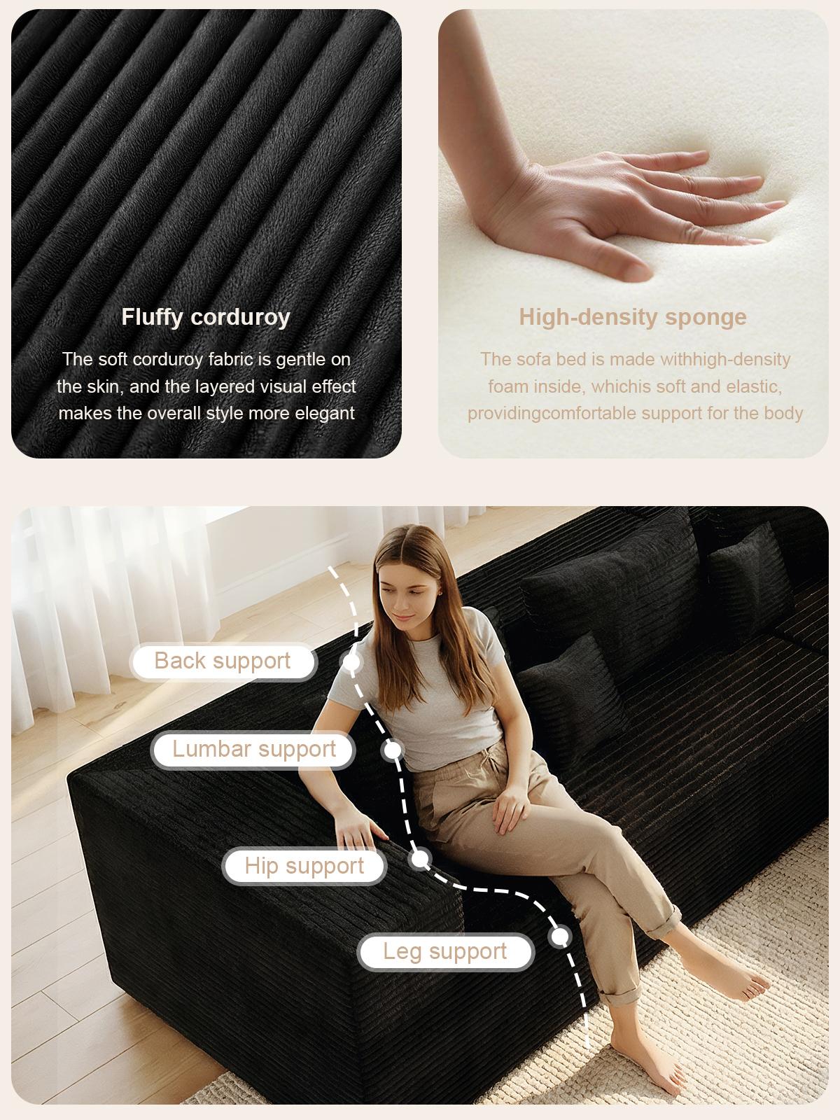Compressed Sofa - versatile, frameless sofa bed and recliner with a multi-functional design, featuring built-in high-density support foam.  Suitable for bedrooms and living rooms, this sofa chair requires no assembly (includes 2 throw pillows).