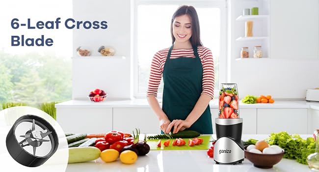 Ganiza Smoothie Blender 800W with 14-Piece Combo Set 4 BPA-Free Cups 6-Blade Cross Blade for Smoothies Juices & More 25000 RPM Dual Speeds Ganiza Smoothie Blender 800W with 14-Piece Combo Set 4 BPA-Free Cups 6-Blade Cross Blade for Smoothies Juices & More 25000 RPM Dual Speeds