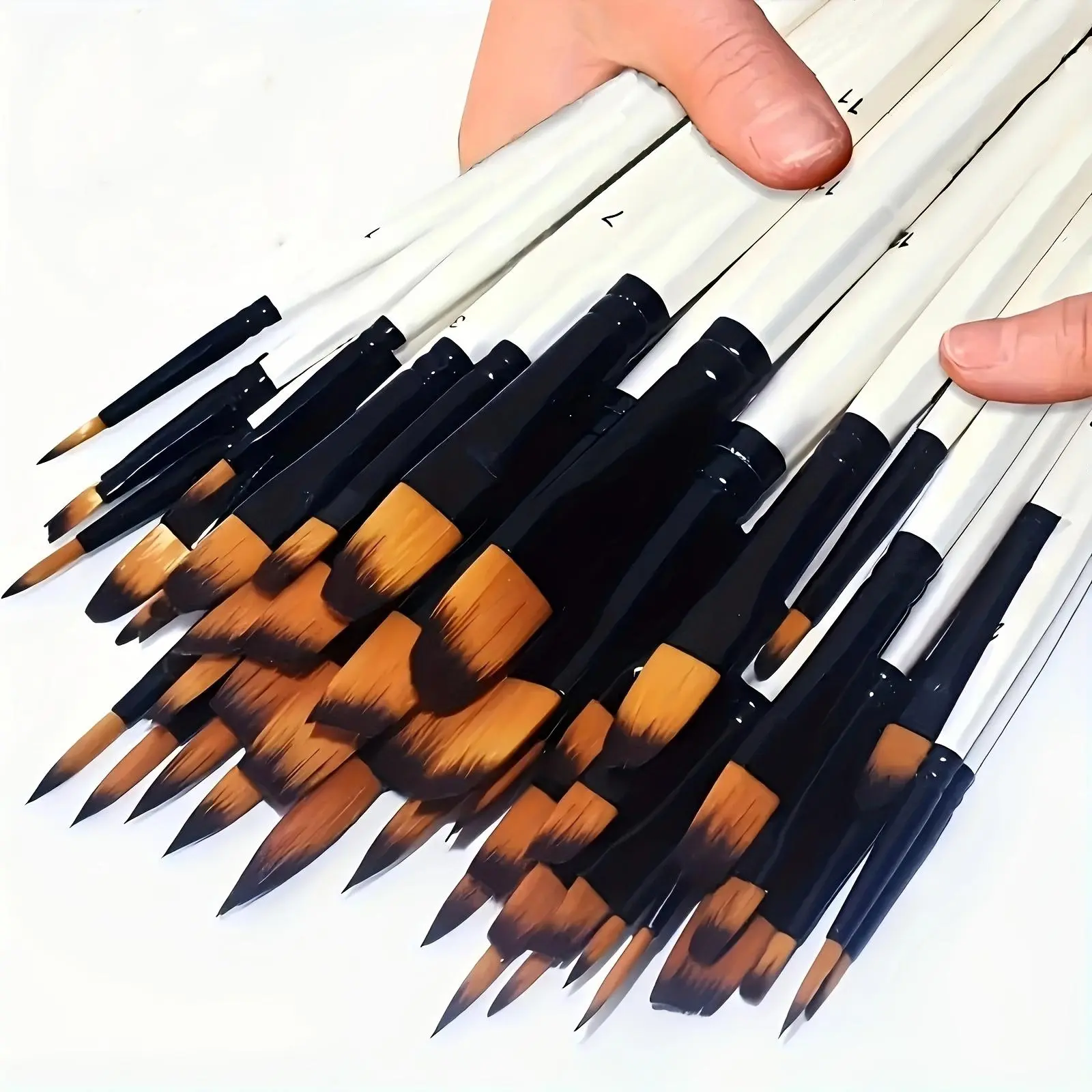 48-Piece Professional Artist Brush Set, Multifunctional Paint Brush, Round Flat Angled Nylon Brushes, Wooden Handles, Ideal for Acrylic Oil Watercolor Crafts, Painting Supplies