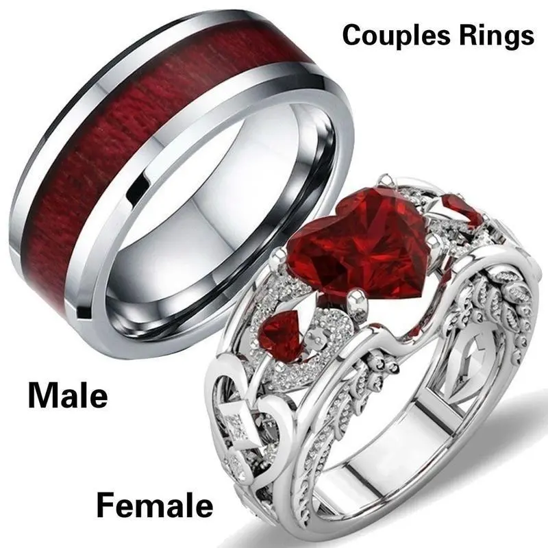 2PCS Personalized Wedding Ring Sets Custom His and Her Promise Rings for Couples Engraved Couples Rings Set Wedding Bands for Him and Her