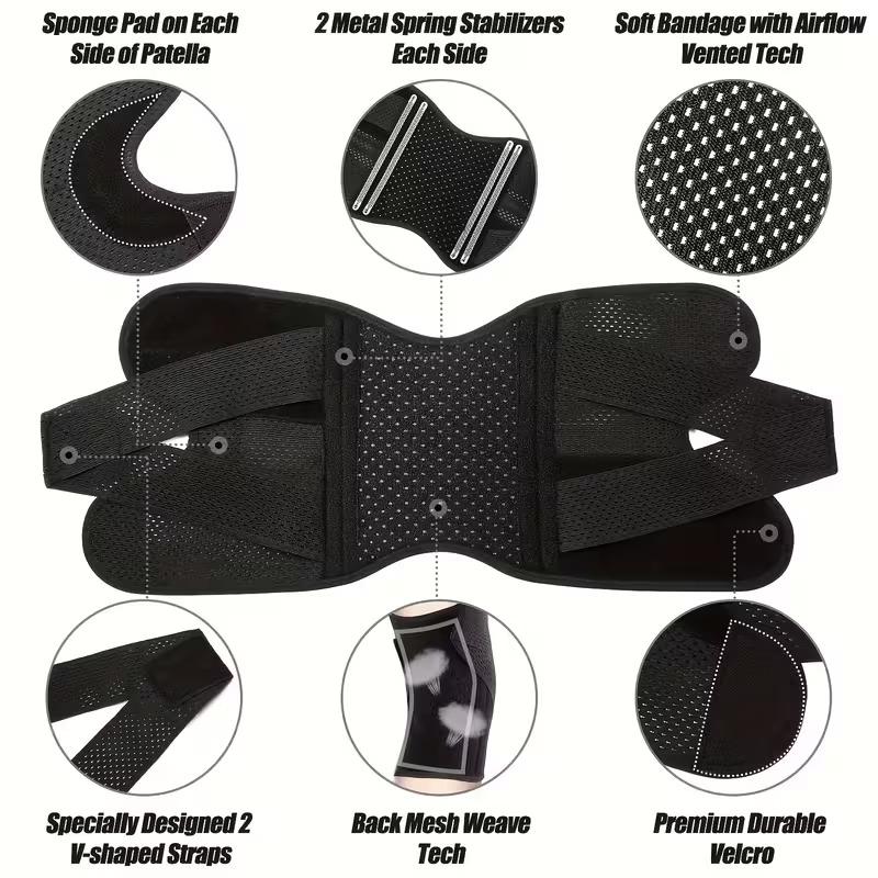 2pc Adjustable Knee Brace with Side Stabilizers - Medium Stretch Fabric, Pull-On Closure, Breathable Mesh & Ergonomic Design for Meniscal Tear Support, Uncharged Professional Knee Stability Brace for Sports & Daily Use, Knee Brace for Sports 2pc Adjustable Knee Brace with Side Stabilizers - Medium Stretch Fabric, Pull-On Closure, Breathable Mesh & Ergonomic Design for Meniscal Tear Support, Uncharged Professional Knee Stability Brace for Sports & Daily Use, Knee Brace for Sports