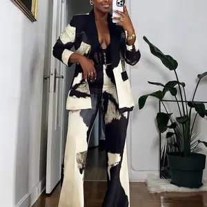 Noir Statement Two Piece Suit Set, Chic Look