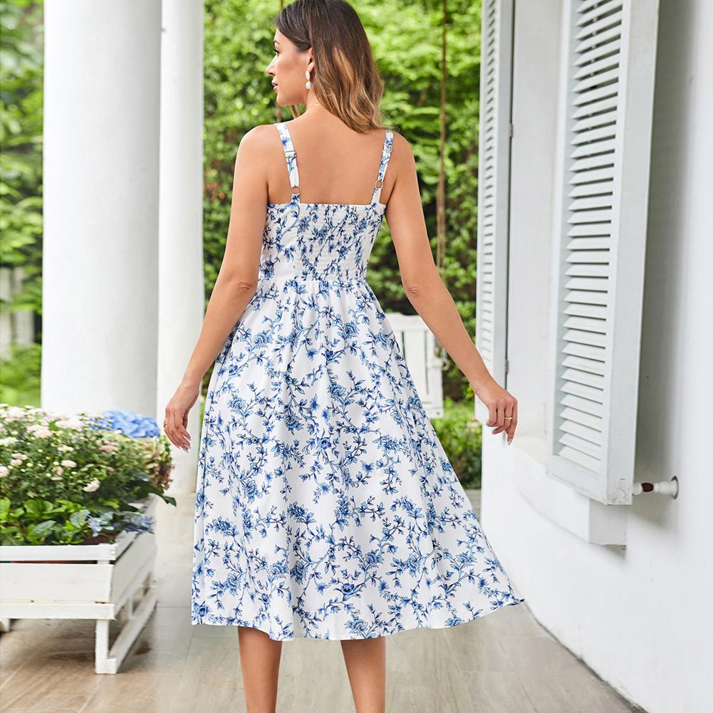 【Grace Karin】 Women's Floral Midi Dress Corset Sundresses 2026 Summer Spring Vacation Milkmaid Dresses SpringStatements