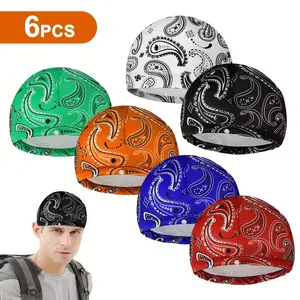 6Pcs Cooling Skull Caps - Breathable Winter Cycling Cap,Stretch Motorcycle Helmet Liner,Sweat Wicking Beanie,Head Wrap,Washable For Outdoor Running Sport