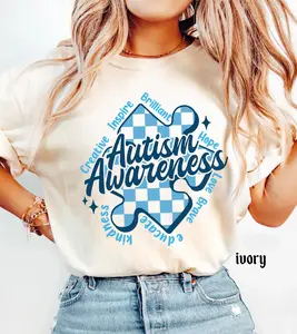 Youth & Adult In April We Wear Blue Autism Awareness T Shirt Neurodiversity Support Graphic Tee Special Education Teacher Shirt Inclusion Shirt