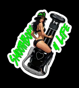 Firefighter Smoothbore 4 Life Brunette Pinup Girls Sticker - Includes one 2.5" sticker and One 3" Sticker